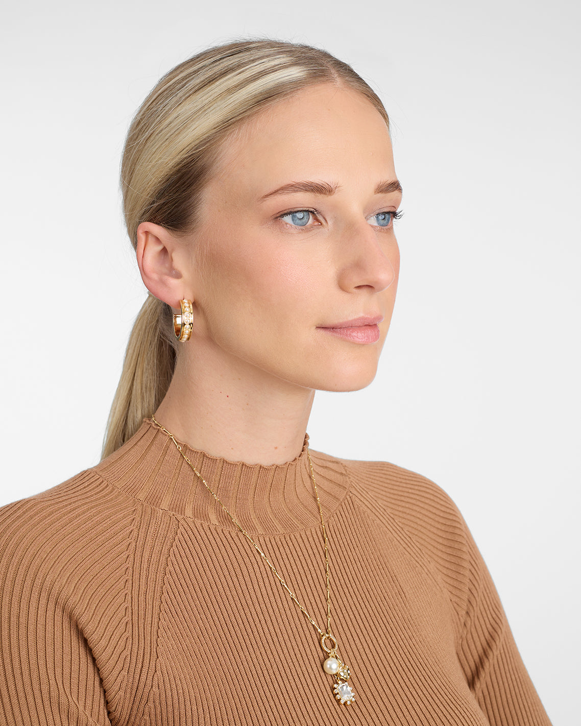 Pearl Studded Hoops