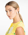 Ruffle Flower Pearl Drop Earrings
